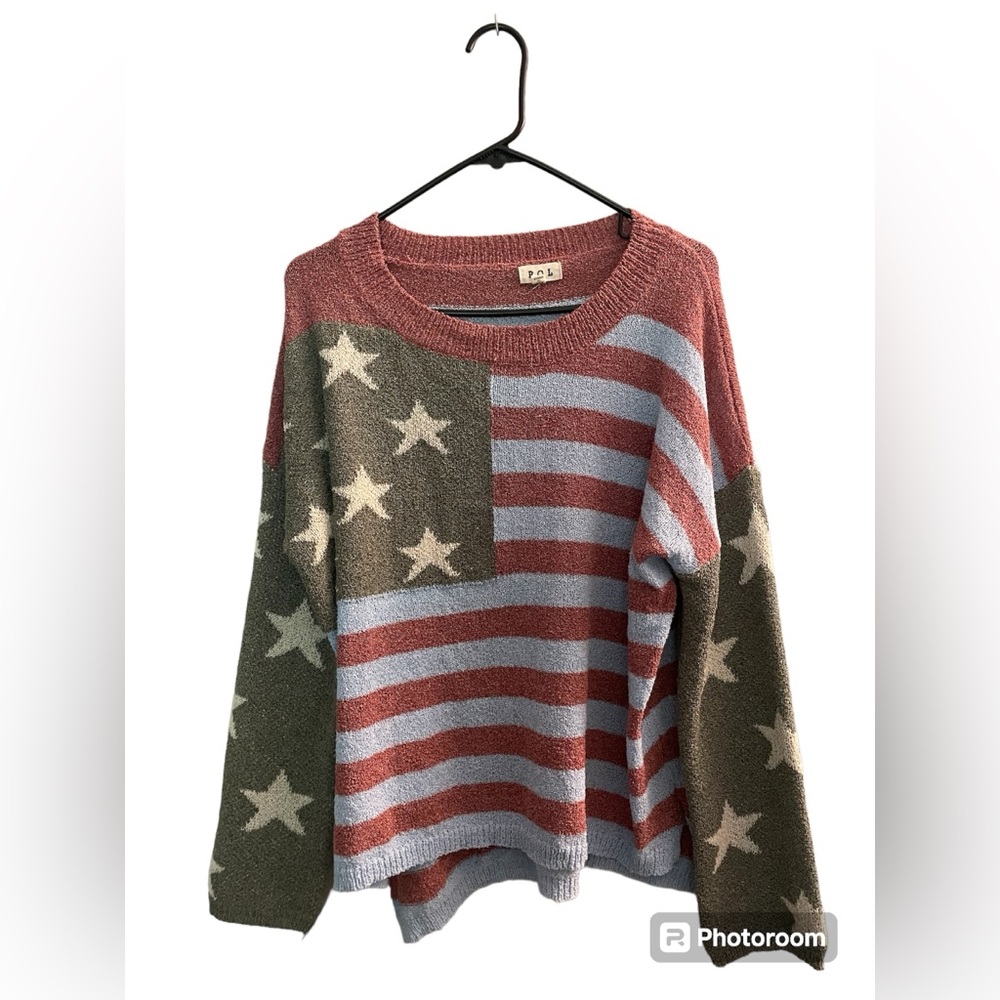 POL American Flag Red White and Blue Top